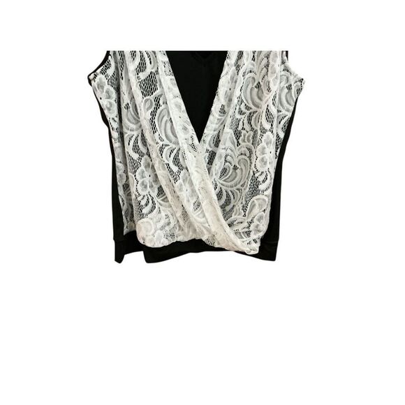 White Net Tank Top, Tee on Black XL NWOT - Picture 3 of 4